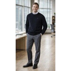 Men’s CHAPS Black Crewneck Sweater Large Business Casual Classic Office Preppy